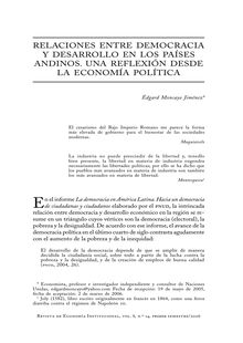 Relaciones entre democracia y desarrollo en los países andinos. Una reflexión desde la economía política (Relations between Democracy and Development in the Andean Countries. A Political Economy Approach)