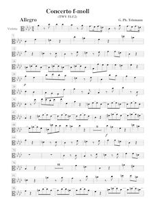 Partition viole de gambe, Concerto en F minor pour hautbois, cordes et Continuo, TWV 51:f2