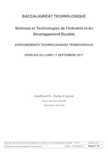 Bac STI2D - ETT - septembre 2017 - Métropole