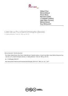L abri de La Fru à Saint-Christophe (Savoie) - article ; n°1 ; vol.32, pg 65-123