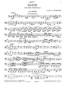 Partition violoncelle 3,  pour 3 violoncelles, F major, La Tombelle, Fernand de