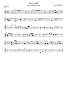 Partition Treble1 viole de gambe, pour First Booke of chansonnettes to Two Voyces par Thomas Morley