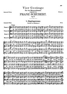 Partition Vocal score, 4 Gesänge für vier Männerstimmen, D.983 (Op.17)