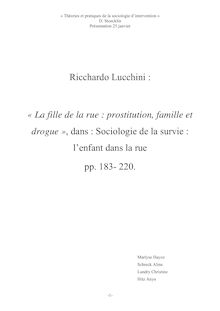 Ricchardo Lucchini : « La fille de la rue : prostitution, famille ...