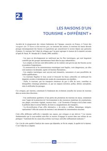 LES RAISONS D UN TOURISME « DIFFÉRENT »