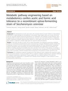 Metabolic pathway engineering based on metabolomics confers acetic and formic acid tolerance to a recombinant xylose-fermenting strain of Saccharomyces cerevisiae