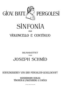 Partition complète, Sinfonia pour violoncelle et Continuo, Sinfonia a tre
