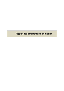 Rapport des parlementaires en mission - Rapport Mission parlementaire