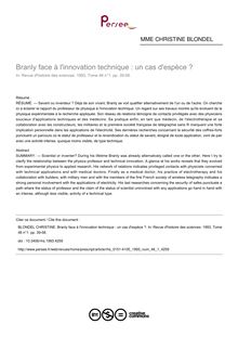 Branly face à l innovation technique : un cas d espèce ? - article ; n°1 ; vol.46, pg 39-58
