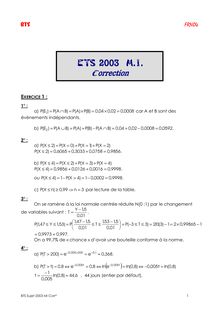 Corrige BTS MI Mathematiques 2003