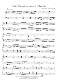 Partition complète,  No.5 pour clavecin, Suite Cinquième pour le Clavecin
