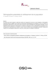 Démographie potentielle et vieillissement de la population - article ; n°2 ; vol.3, pg 233-248