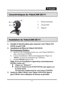 Notice Webcam Genius KYE Systems  VideoCAM GE111