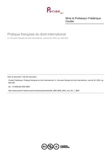 Pratique française du droit international - article ; n°1 ; vol.50, pg 904-929