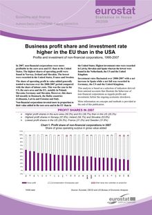 Business profit share and investment rate higher in the EU than in the USA