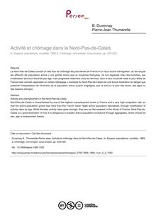Activité et chômage dans le Nord-Pas-de-Calais - article ; n°2 ; vol.3, pg 425-429