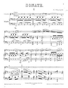 Score, violon Sonata No.1, Op.83, Sonate, No. 1, D-dur, für Piano und Violine. Op. 83.