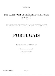 Portugais 2004 BTS Assistant secrétaire trilingue