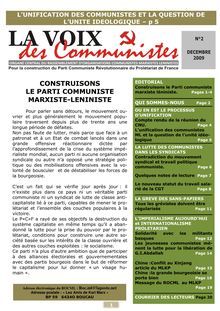 CONSTRUISONS LE PARTI COMMUNISTE MARXISTE-LENINISTE