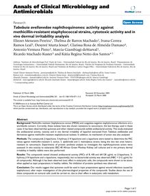 Tabebuia avellanedaenaphthoquinones: activity against methicillin-resistant staphylococcal strains, cytotoxic activity and in vivodermal irritability analysis