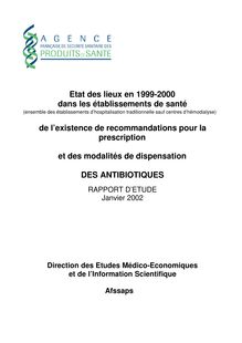 2000 dans les établissements de santé de l existence de recommandations pour la prescription et des modalités de dispensation des antibiotiques