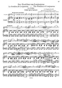 Partition Piano et violon Score, Fantaisie sur des motifs de l opéra  Le Postillon de Lonjumeau , Op.125