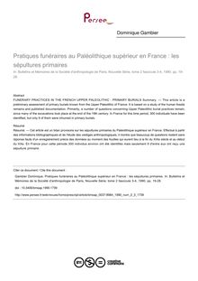 Pratiques funéraires au Paléolithique supérieur en France : les sépultures primaires - article ; n°3 ; vol.2, pg 19-28