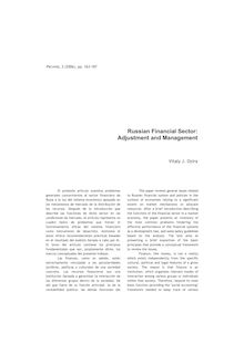 Russian financial sector: adjustment and management