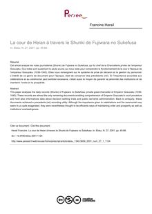La cour de Heian à travers le Shunki de Fujiwara no Sukefusa - article ; n°1 ; vol.27, pg 45-68
