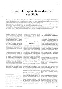 La nouvelle exploitation exhaustive des DADS (déclarations annuelles de données sociales) - Numéro 85-86 - juin 1998