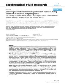 Cerebrospinal fluid matrix metalloproteinase-9 increases during treatment of recurrent malignant gliomas