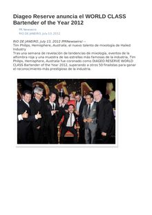 Diageo Reserve anuncia el WORLD CLASS Bartender of the Year 2012