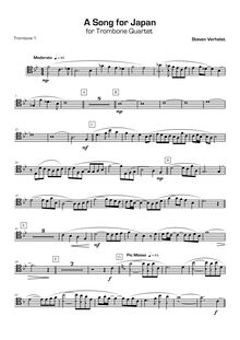 Partition Trombone 1 (ténor clef), A Song pour Japan, Verhelst, Steven