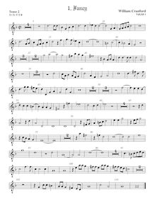 Partition ténor viole de gambe 2, octave aigu clef, fantaisies pour 5 violes de gambe par William Cranford