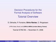 Decision Procedures for the Formal Analysis of Software [3mm ...