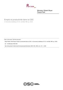 Emploi et productivité dans la CEE - article ; n°1 ; vol.121, pg 35-59