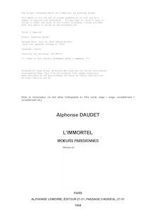 L Immortel par Alphonse Daudet