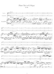 Partition complète, Piano Trio, Piano Trio No.2, G major, Mozart, Wolfgang Amadeus