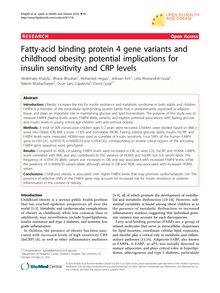 Fatty-acid binding protein 4 gene variants and childhood obesity: potential implications for insulin sensitivity and CRP levels