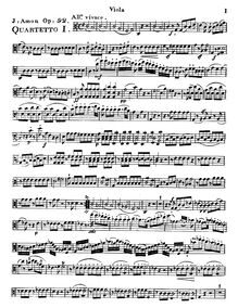 Partition viole de gambe, 3 quatuors pour hautbois et cordes, Op.92