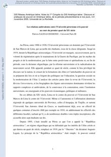 [halshs-00150833, v1] Les relations ambivalentes entre l Université  péruvienne et le pouvoir au cours