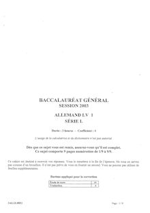 Allemand LV1 2003 Littéraire Baccalauréat général