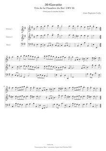 Partition , Gavotte, Trios de la Chambre du Roi, Lully, Jean-Baptiste par Jean-Baptiste Lully