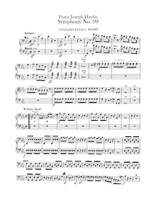 Partition violoncelles / Basses, Symphony No.99 en E♭ major, Sinfonia No.99