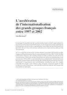 L accélération de l internationalisation des grands groupes français entre 1997 et 2002 - article ; n°1 ; vol.363, pg 191-206