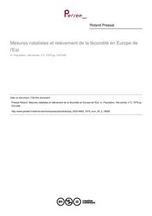 Mesures natalistes et relèvement de la fécondité en Europe de l Est - article ; n°3 ; vol.34, pg 533-548