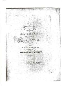 Partition Title Page, Souvenir de l´opéra La Juive, Ernst, Heinrich Wilhelm