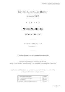 Sujet Maths Brevet 2012