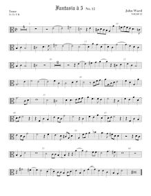 Partition ténor viole de gambe, alto clef, 15 fantaisies  en Paris  par John Ward