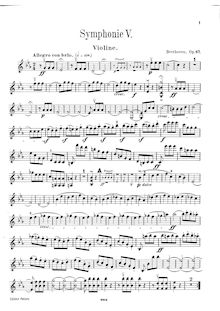 Partition de violon, Symphony No.5, Op.67, C minor, Beethoven, Ludwig van par Ludwig van Beethoven